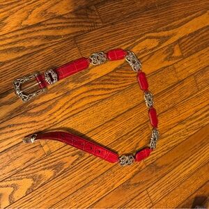 Brighton Red and Silver Ornate Women's Belt